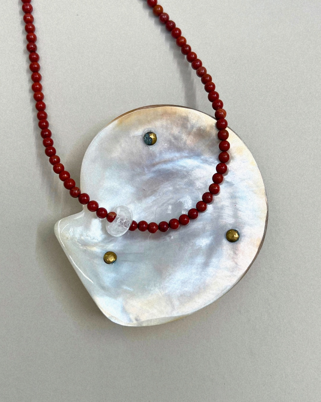 Harvest 6: red jasper and clear quartz movement necklace, hand-strung by Palm of Feronia, photo 3