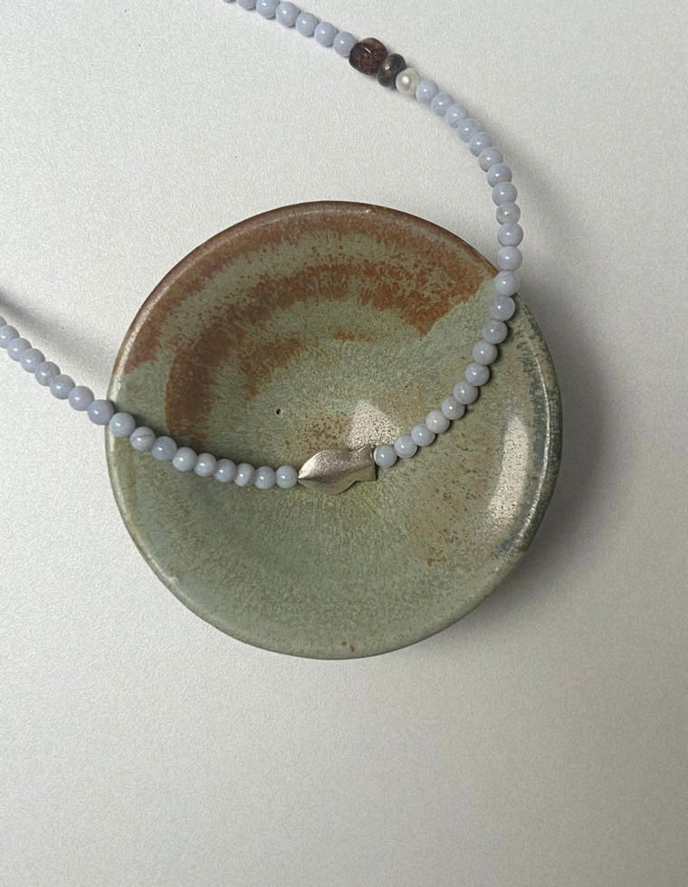 Kept 5 - Blue Lace Agate & Amber Necklace