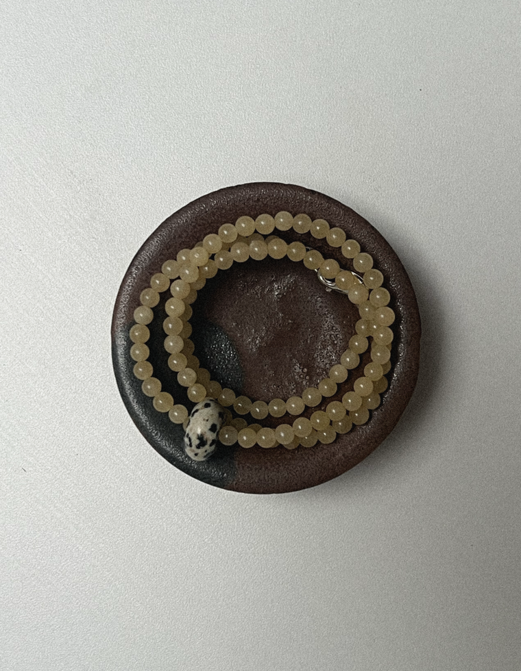 Unfurl 12 - Yellow Jade & Dalmatian Jasper Necklace