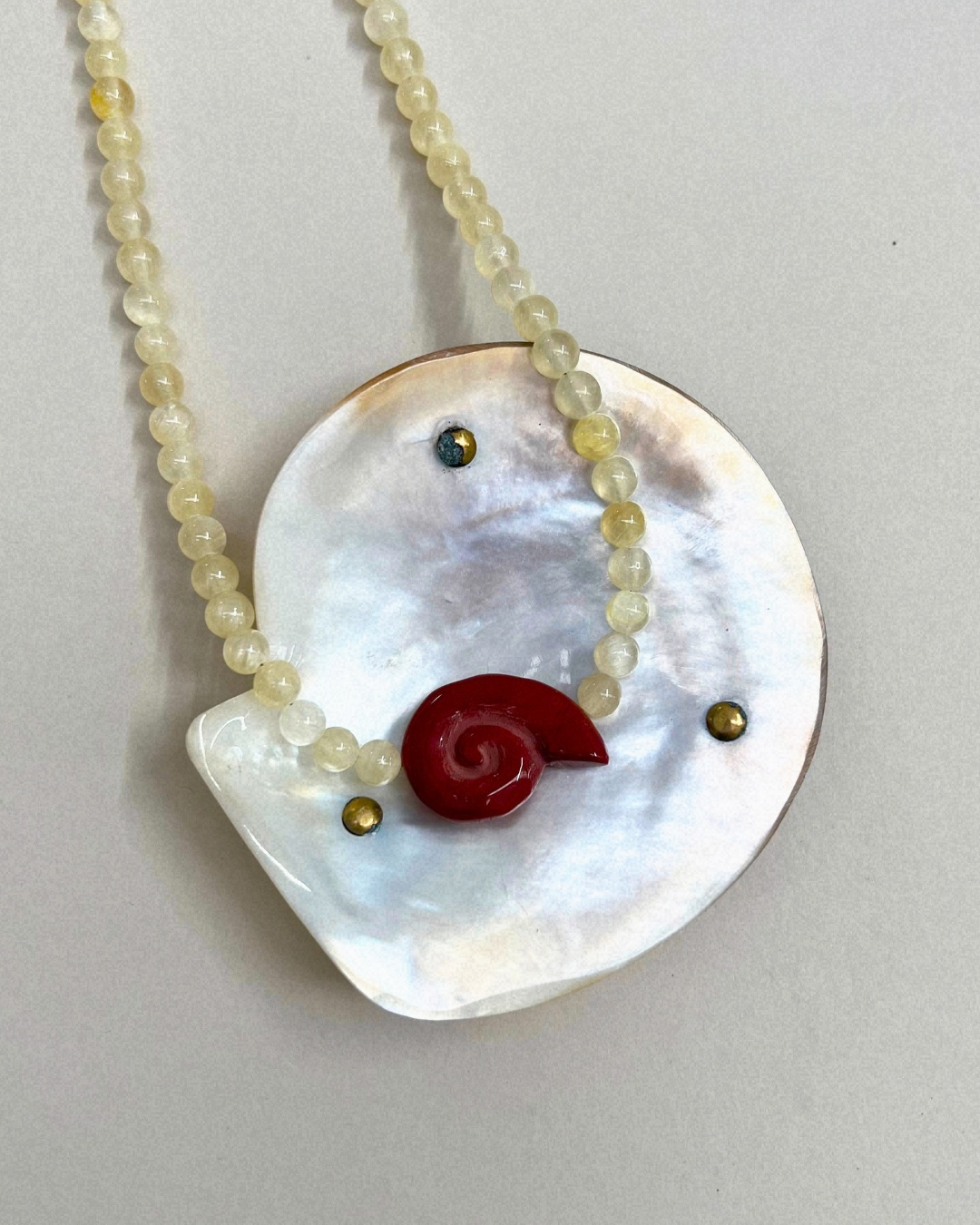 Harvest 13: silk jade whorl necklace, hand-strung by Palm of Feronia, photo 3