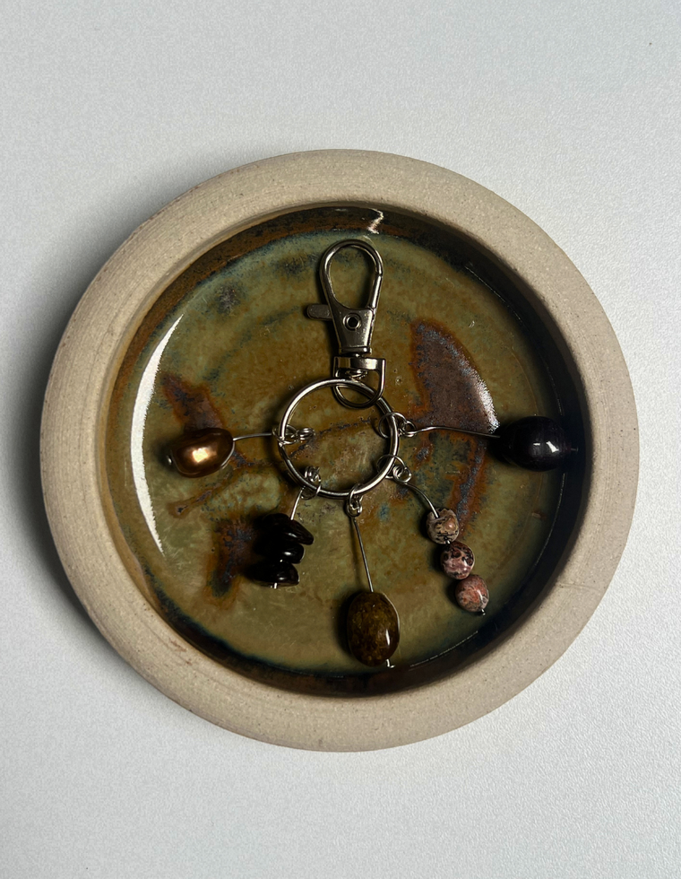 Orbit Charm – Garnet & Freshwater Pearl