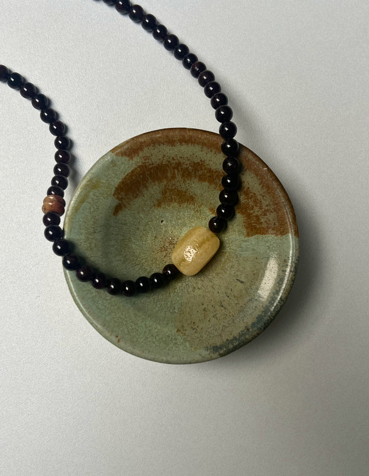 Centred 1 - Garnet & Yellow Calcite Necklace