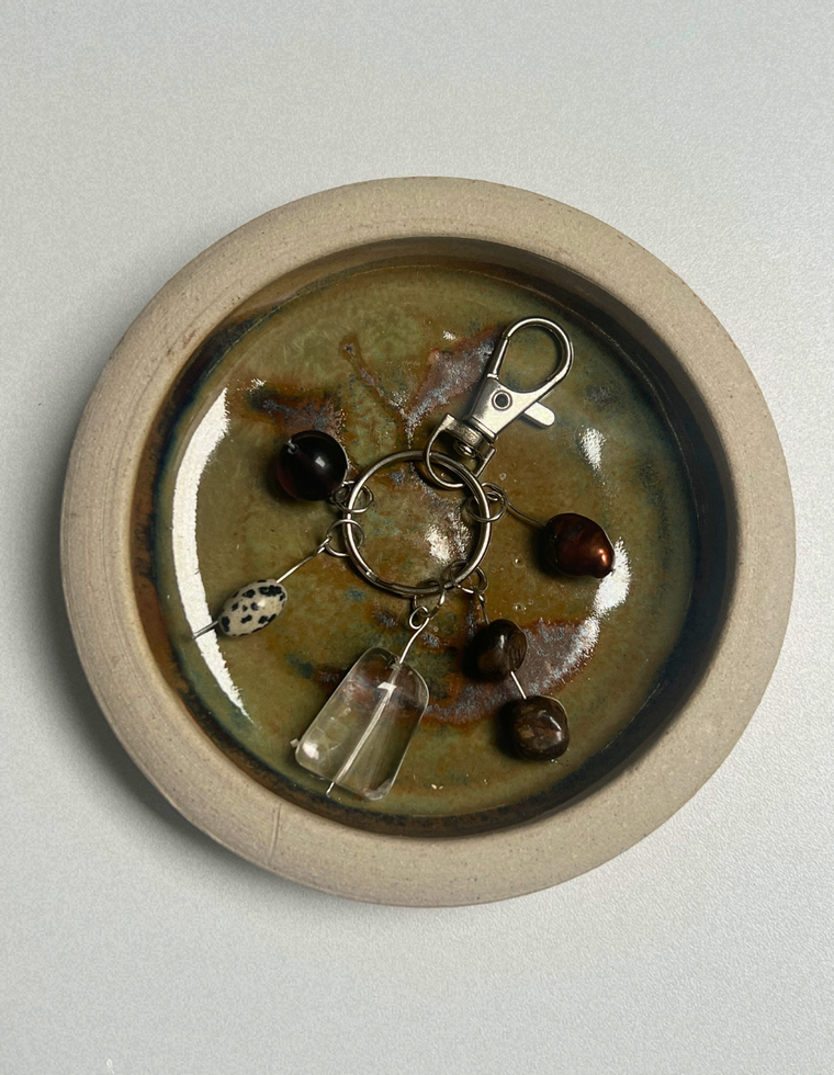 Orbit Charm – Fluorite & Dalmatian Jasper