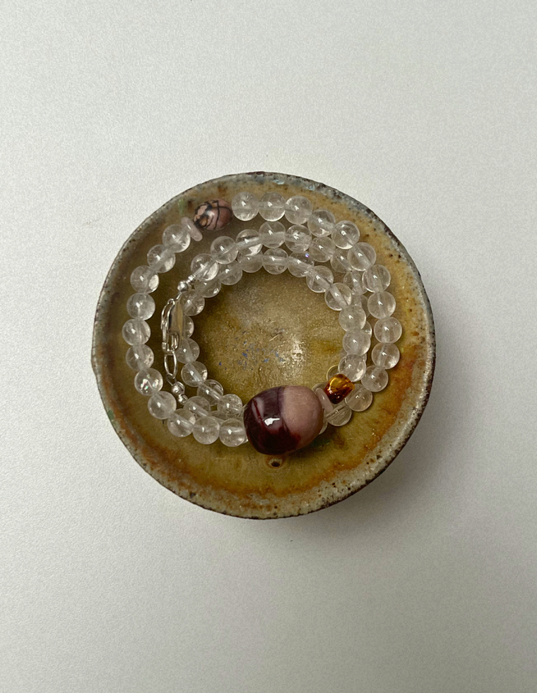 Emerge 1- Clear Quartz & Mookaite Necklace