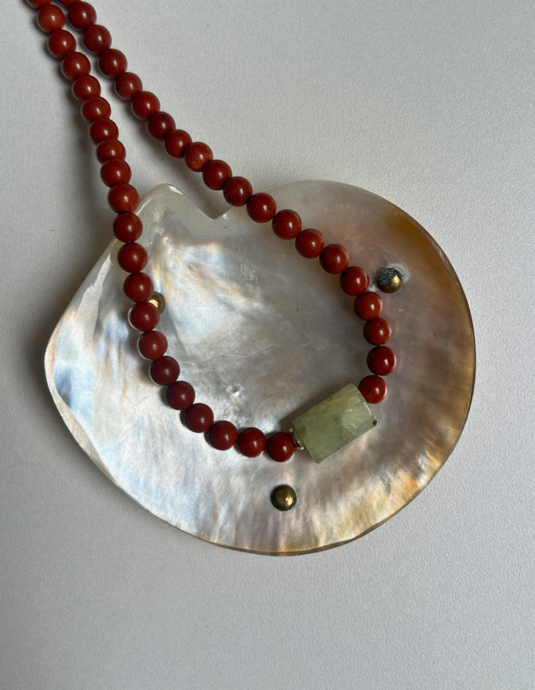Solstice 4 - Red Jasper & Prehnite Necklace