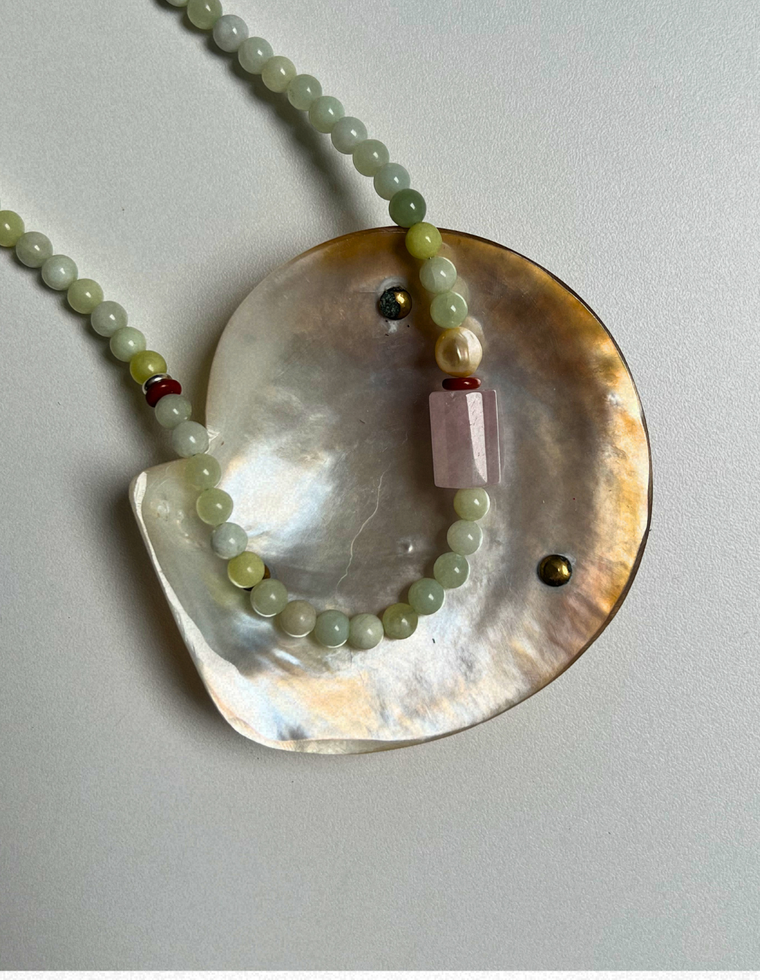 Grove 6 - Bowenite & Rose Quartz Necklace