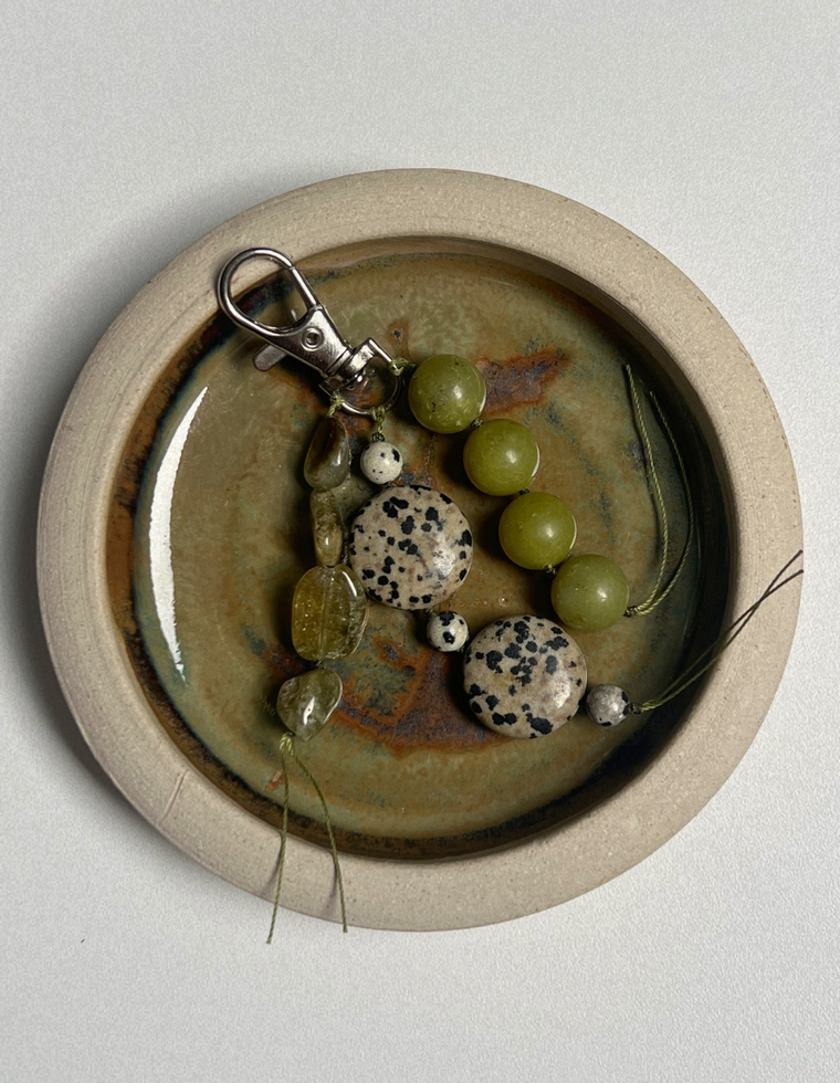 Stoned Charm - Green Garnet & Olive Jade