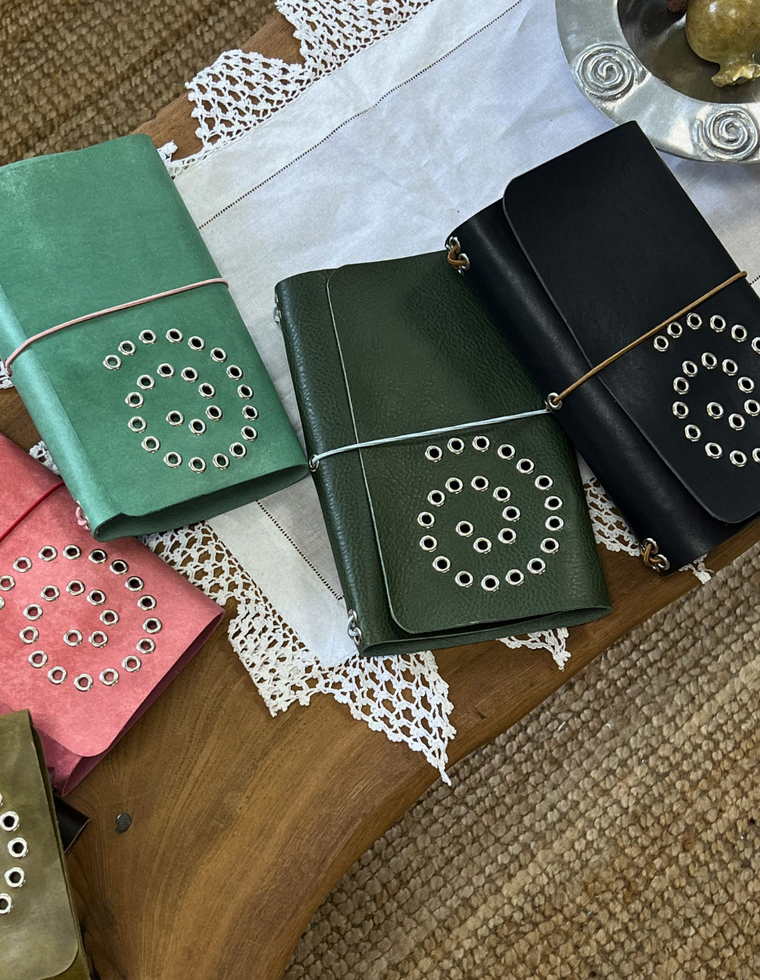 Moss Leather Spiral Journal