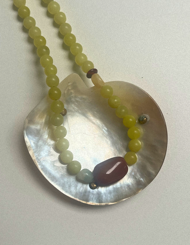 Trove 33 - Olive Jade & Carnelian Necklace