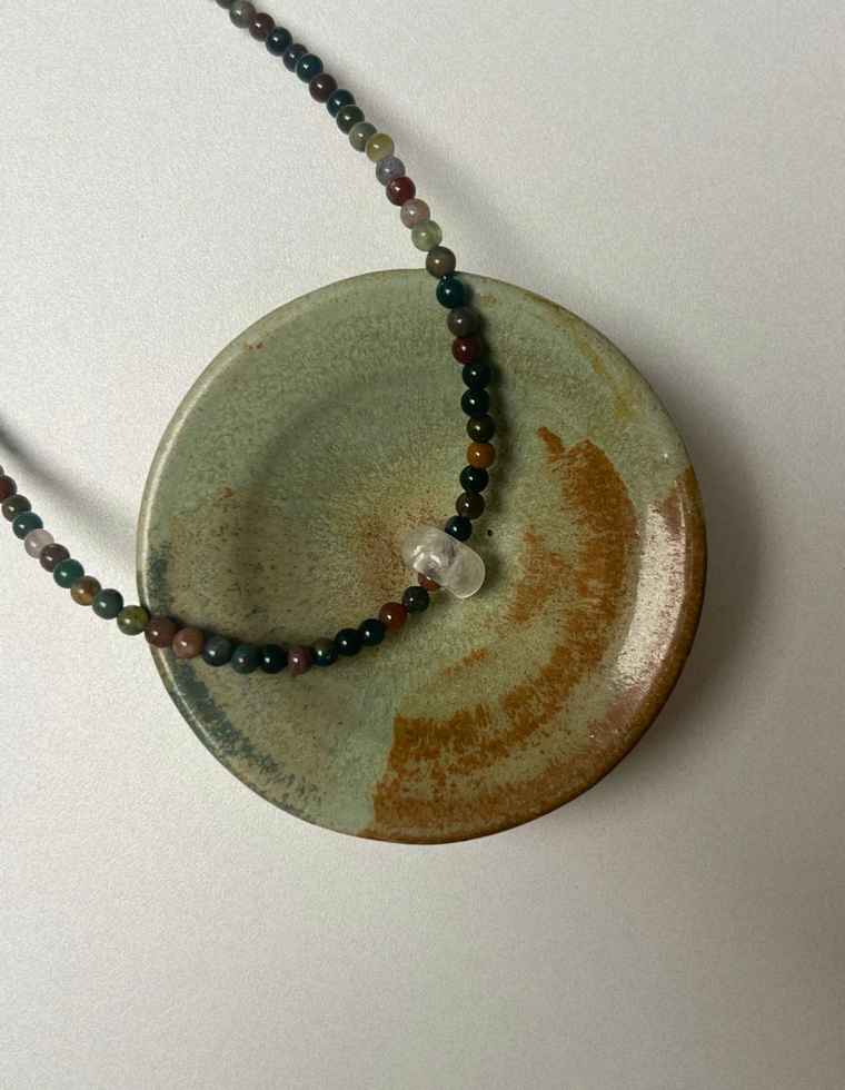 Mineral 2 - Indian Agate & Clear Quartz Movement Necklace