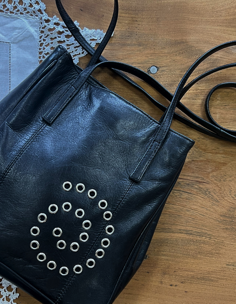 Spiral Stud Vintage Leather Bag / Piece 24
