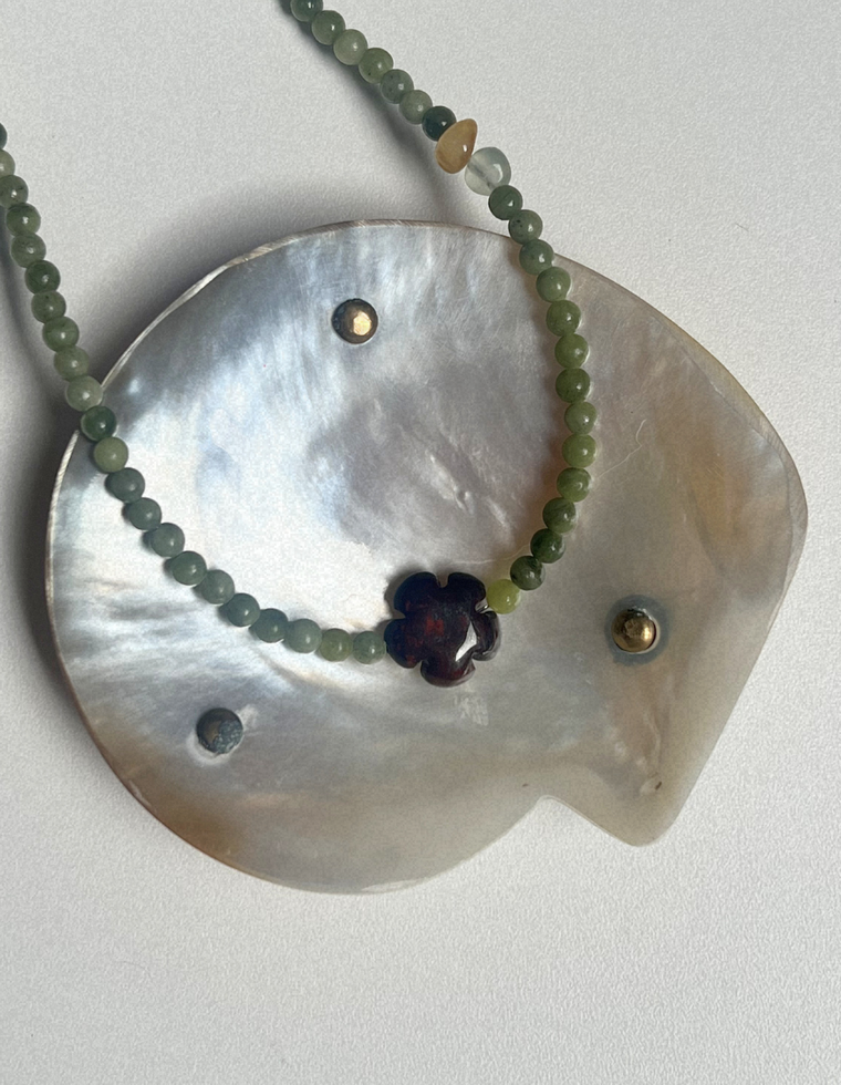 Fleur 2 - Jade & Bloodstone Necklace
