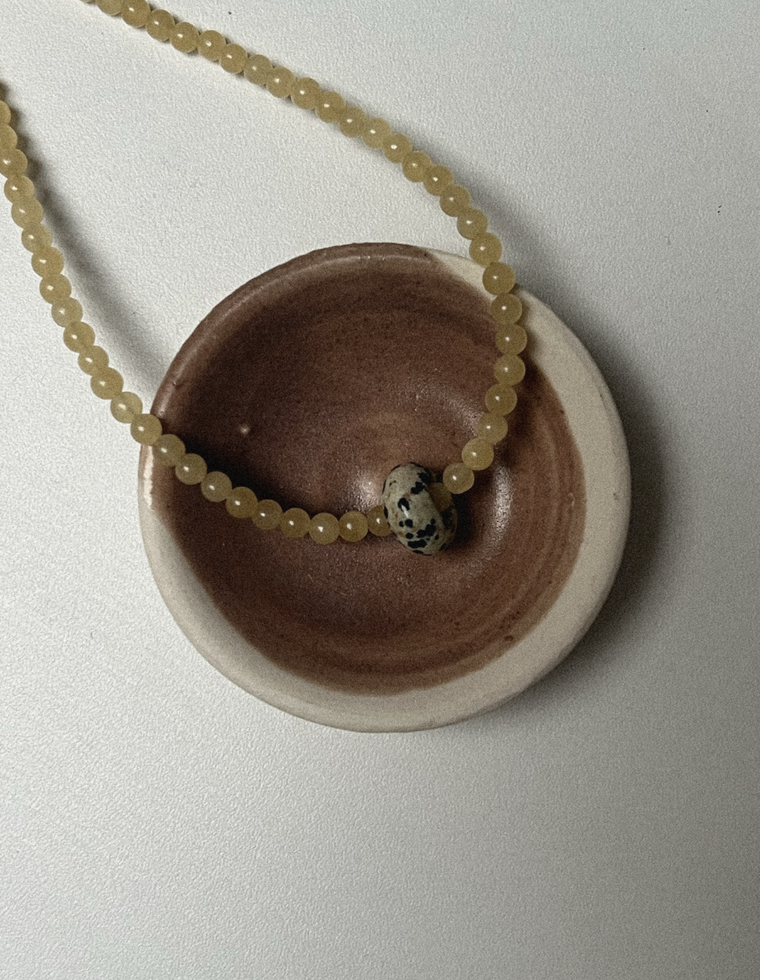 Unfurl 12 - Yellow Jade & Dalmatian Jasper Necklace