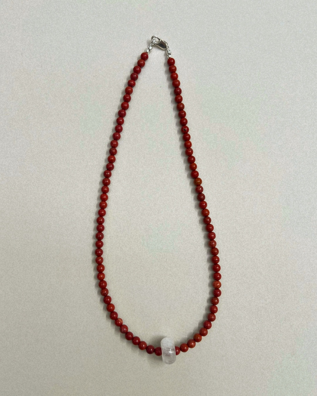 Harvest 6: red jasper and clear quartz movement necklace, hand-strung by Palm of Feronia, photo 4