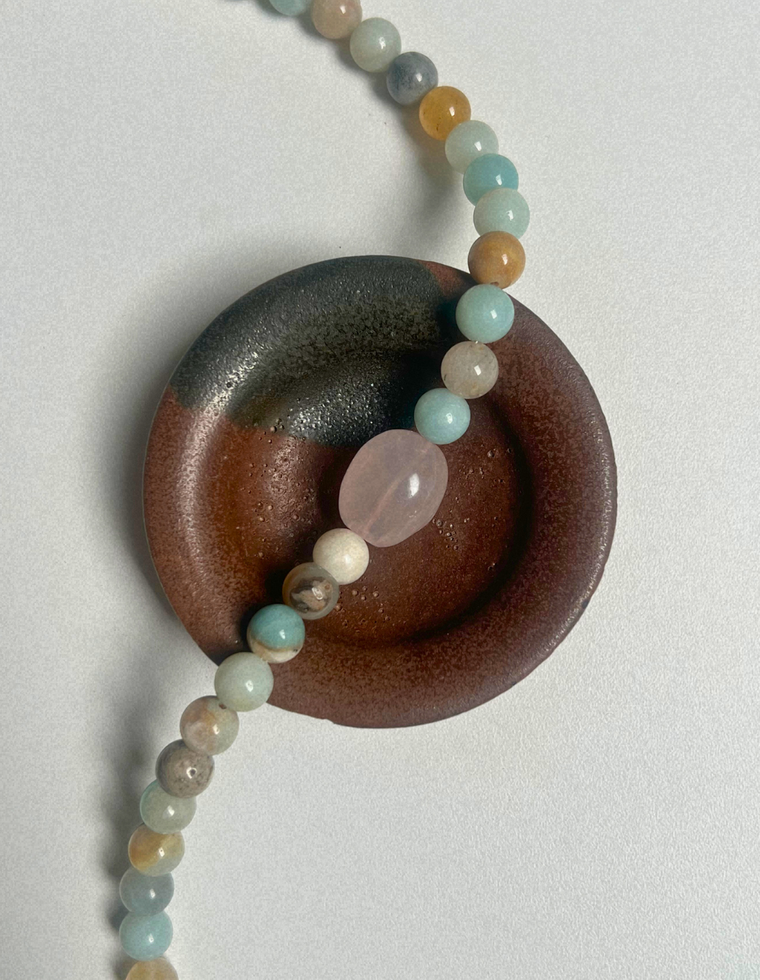 Levante 14 – Flower Amazonite & Rose Quartz Necklace