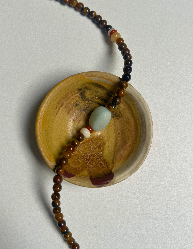 Tempera 6 - Tiger Eye & Flower Amazonite Necklace