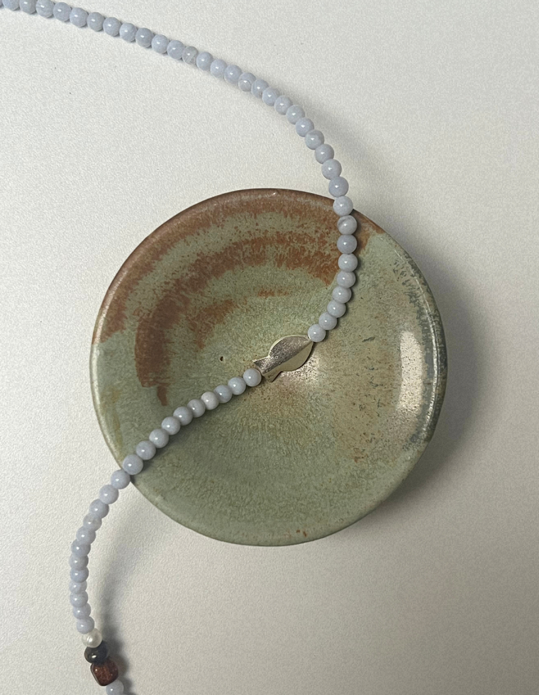 Kept 5 - Blue Lace Agate & Amber Necklace