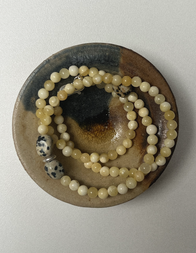 Delyra - Yellow Jade & Dalmatian Jasper Necklace