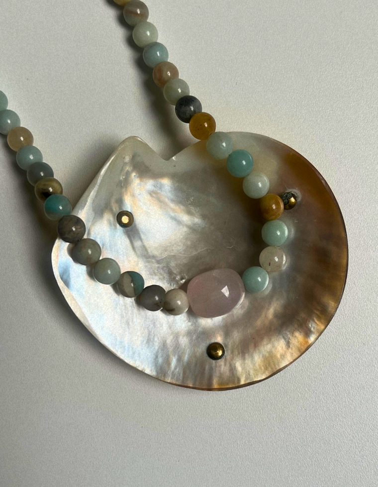 Levante 14 – Flower Amazonite & Rose Quartz Necklace