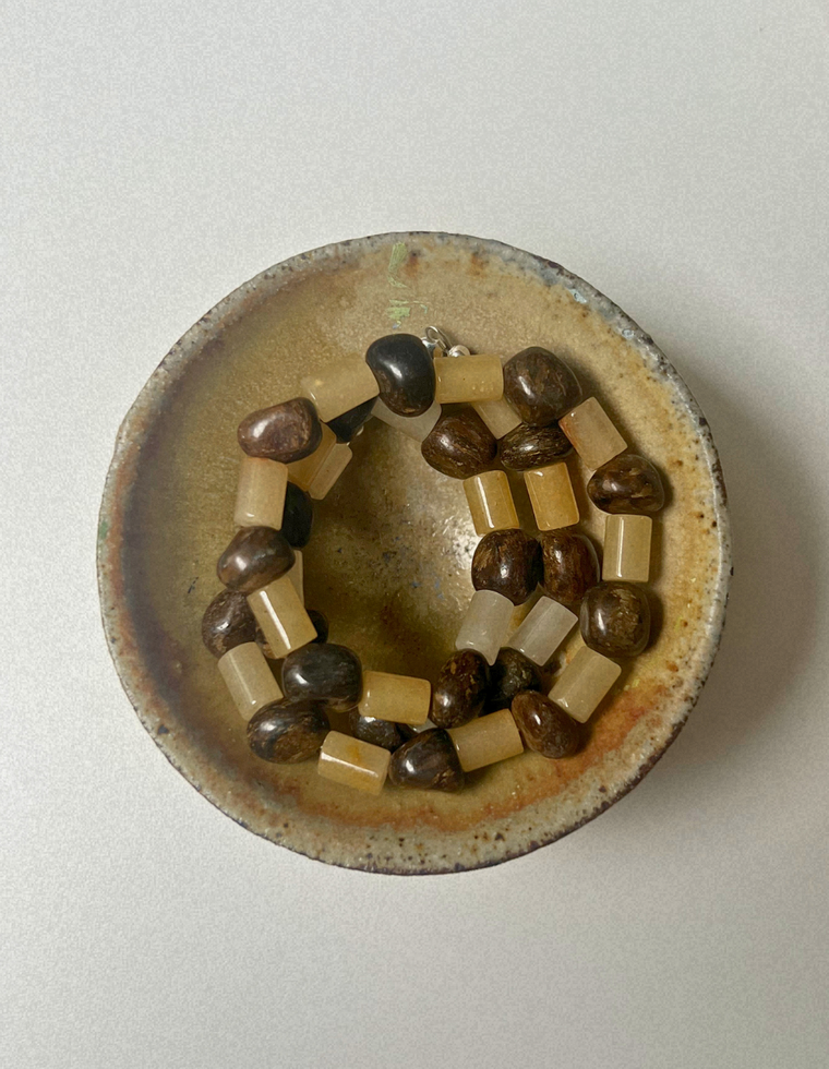 Groundwork 7 - Yellow Aventurine & Bronzite Necklace