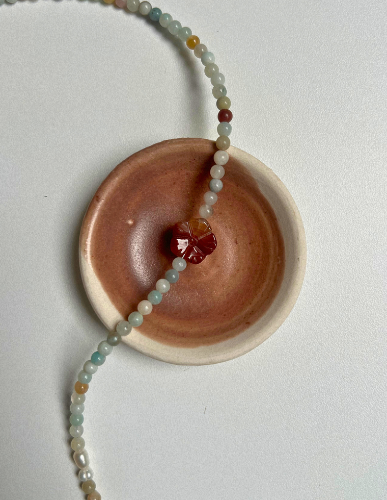 Counterpoint  3 – Flower Amazonite & Carnelian Flower Necklace