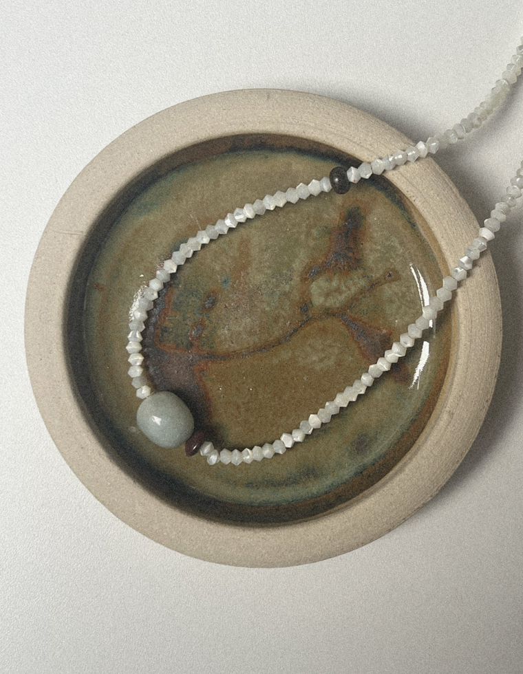 Selunara - Mother of Pearl & Morganite Necklace