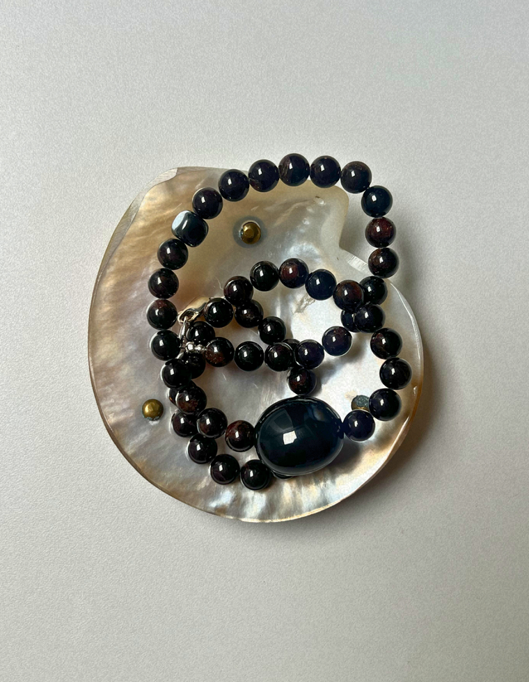Element 9 - Garnet & Onyx Necklace