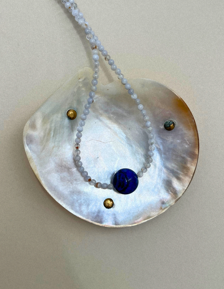 Keepsake 10 – Blue Lace Agate & Lapis Lazuli Necklace