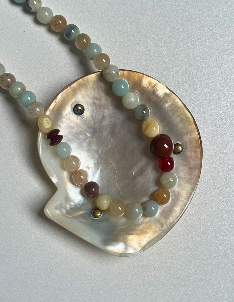 Halo 21 - Flower Amazonite & Yellow Jade Necklace
