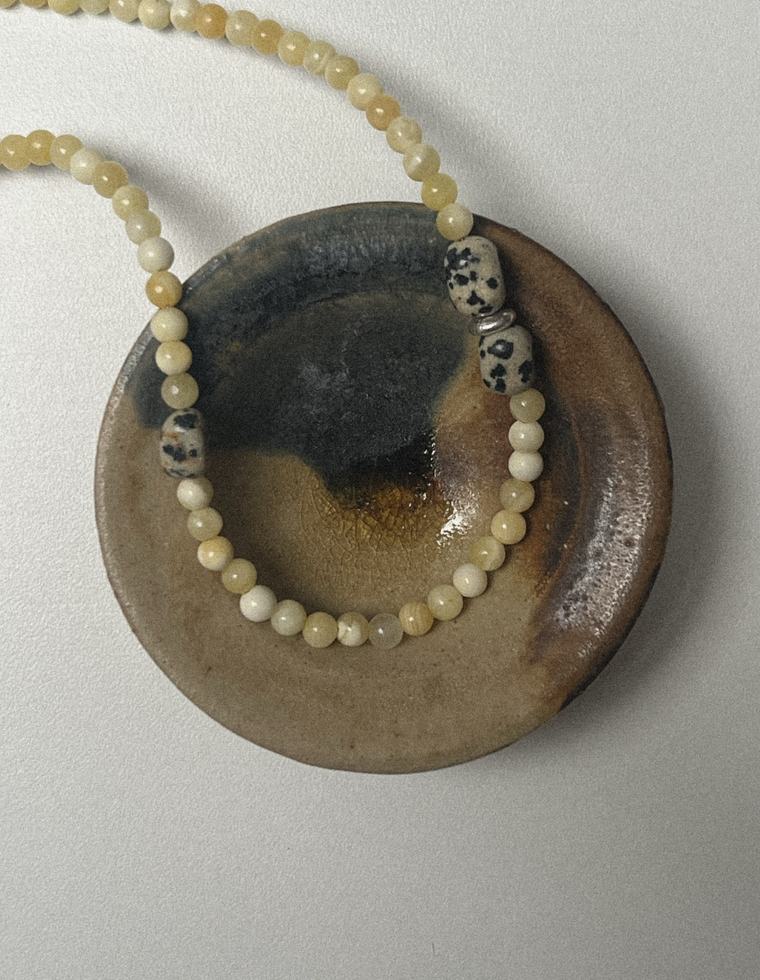 Delyra - Yellow Jade & Dalmatian Jasper Necklace