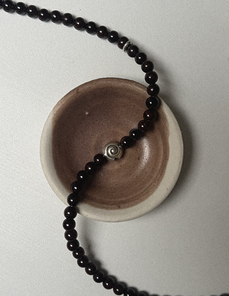 Unfurl 25 - Garnet Spiral Necklace