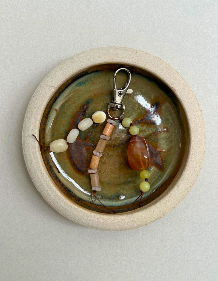 Stoned Charm - Carnelian & Olive Jade