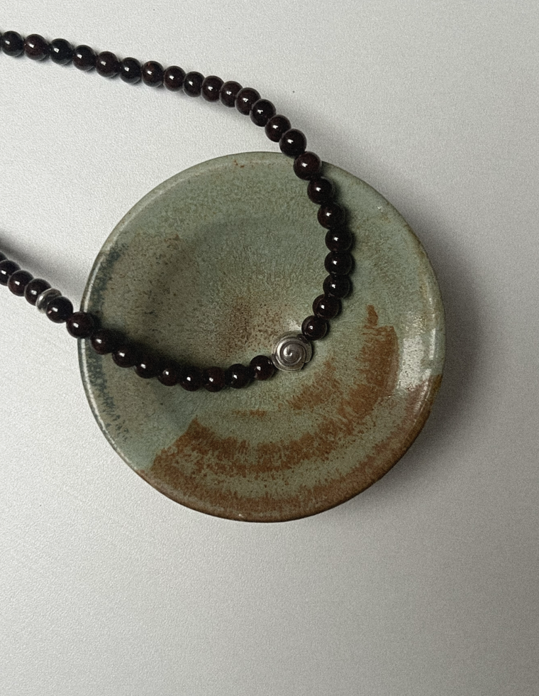 Unfurl 25 - Garnet Spiral Necklace