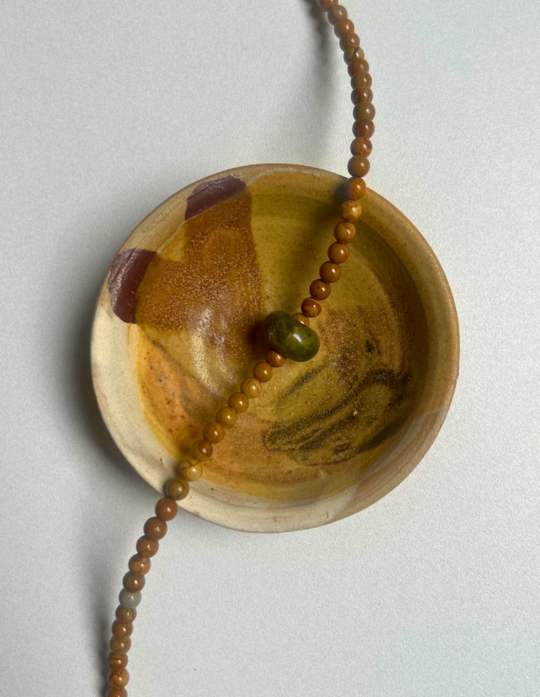 Idle Hands 17 - Wood Lace Jasper Movement Necklace