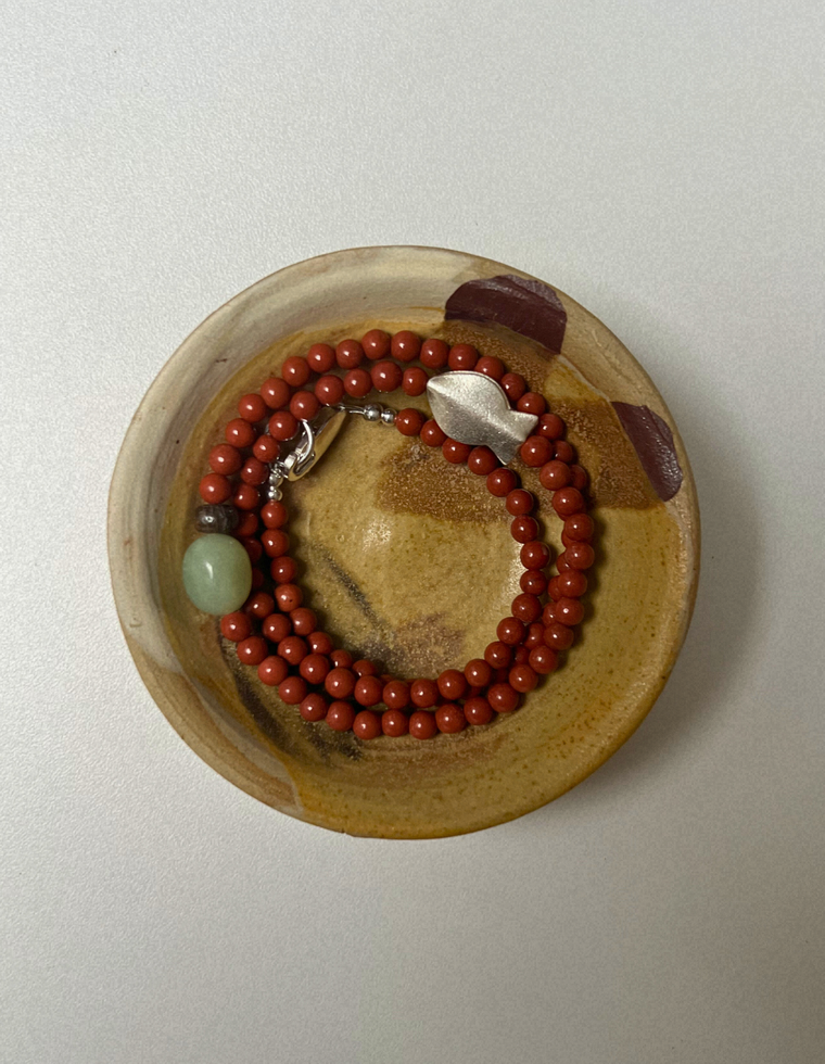 Solar 6 - Red Jasper & Bowenite Necklace