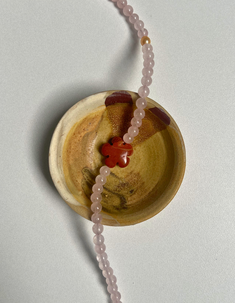 Sundial 11 - Rose Quartz & Red Jasper Necklace