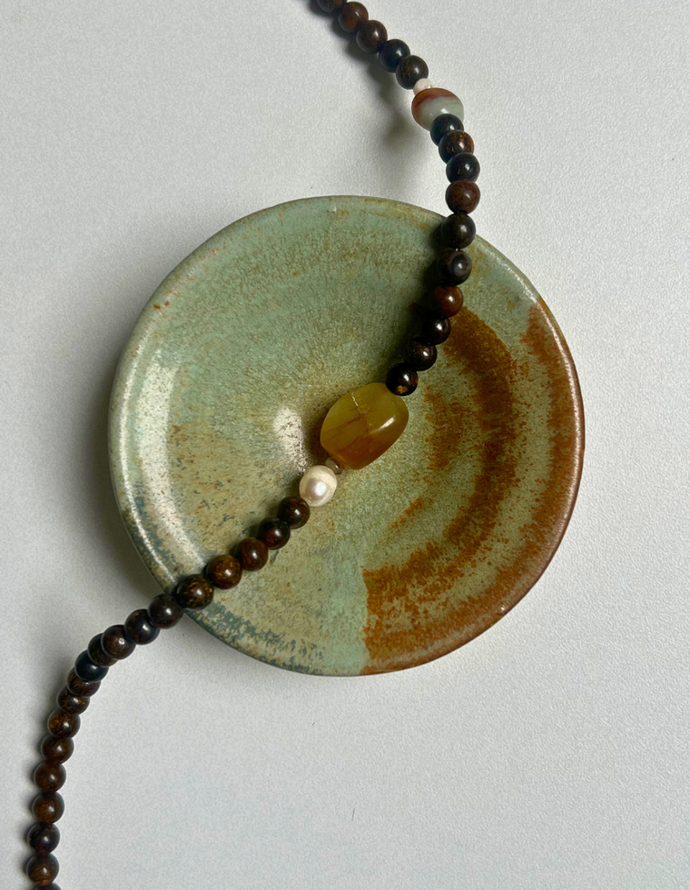 Counterpoint  18 – Bronzite & Yellow Jade Necklace