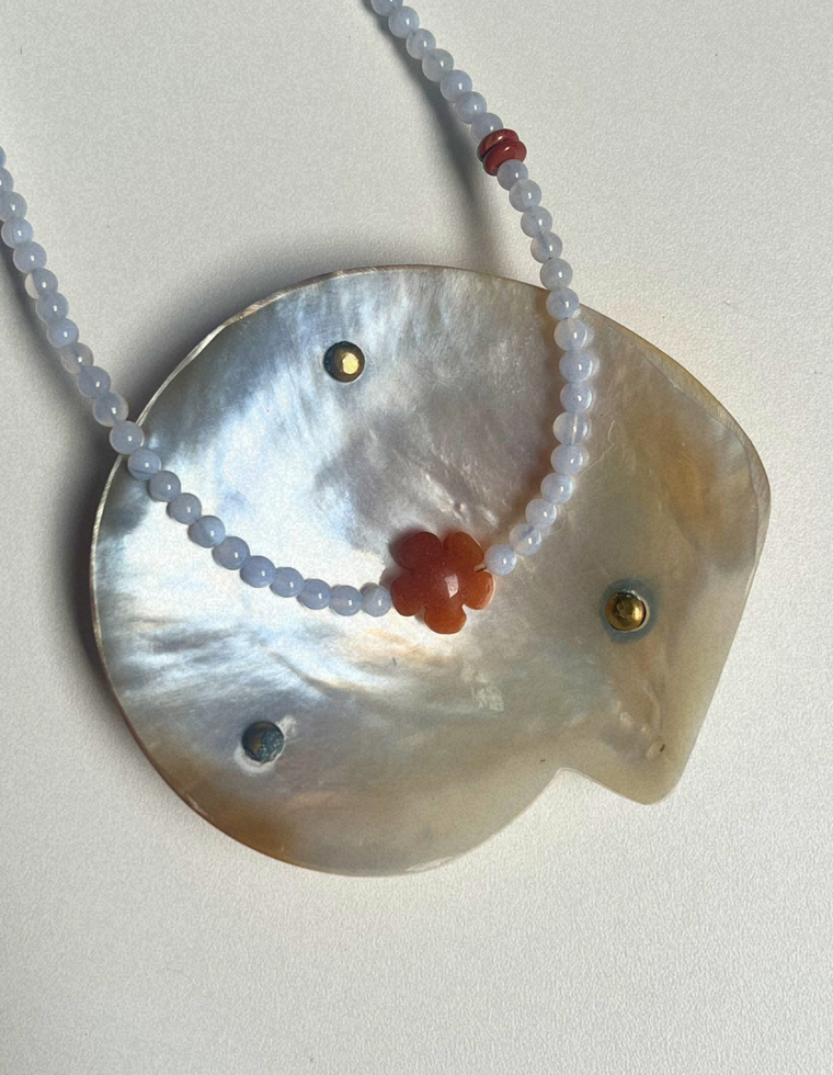 Fleur 7 - Blue Lace Agate & Red Aventurine Necklace