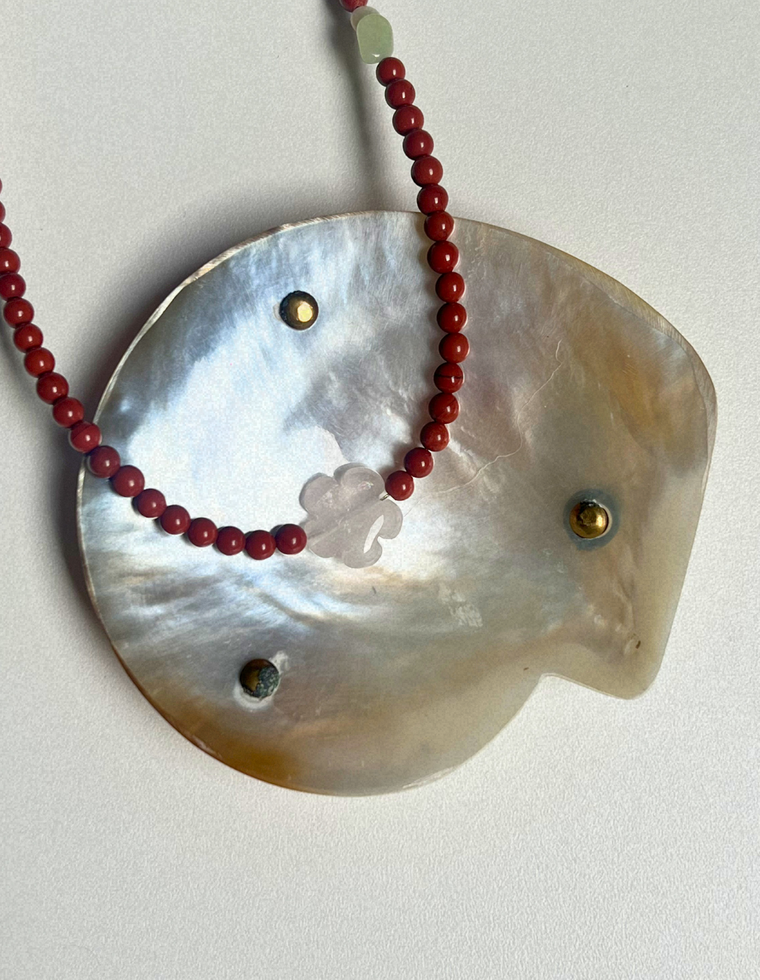 Fleur 6 - Red Jasper & Rose Quartz Necklace