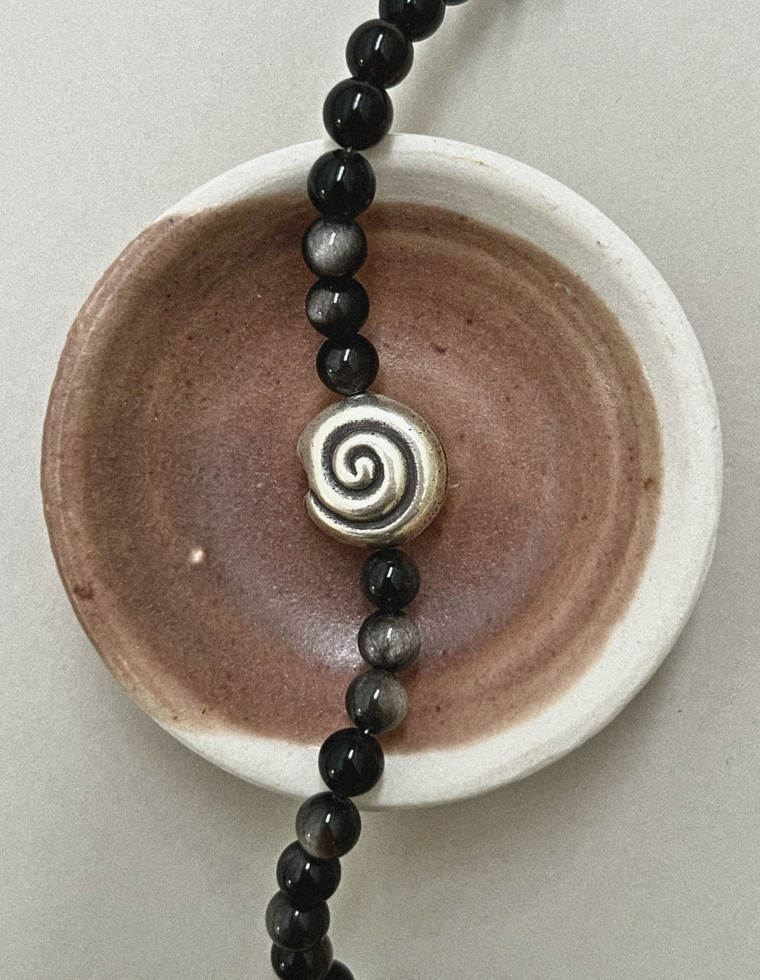 Sylune - Silver Sheen Obsidian Necklace