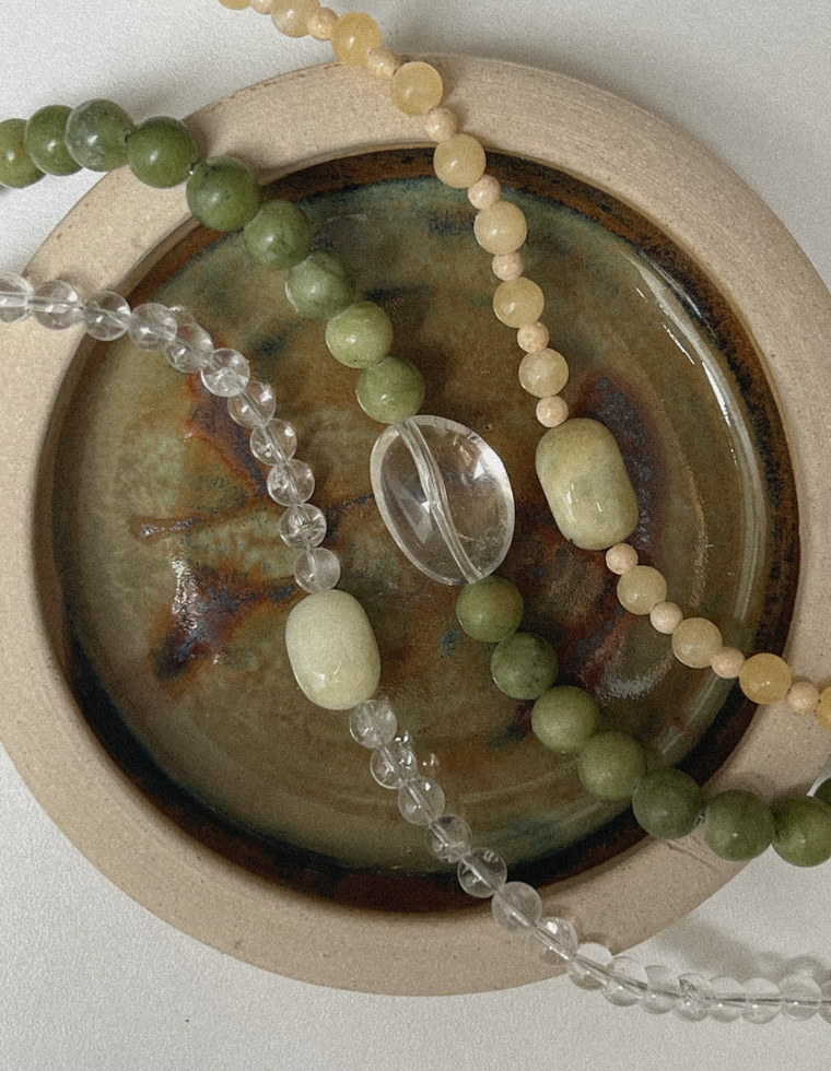 Nirelda - Yellow Jade & Riverstone Necklace