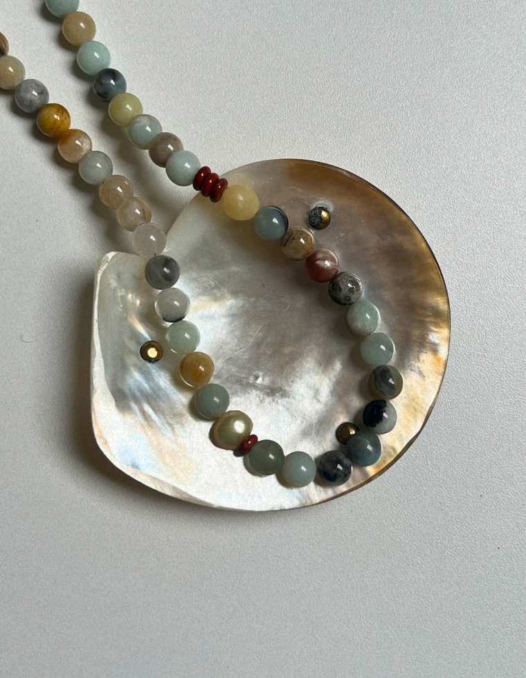 Halo 22 - Flower Amazonite & Yellow Jade Necklace