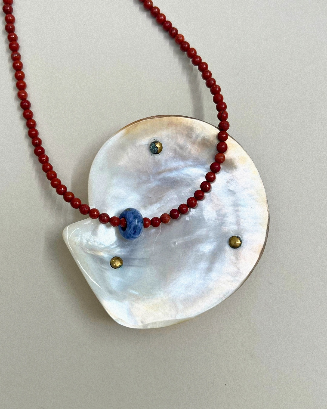 Harvest 7: red jasper and sodalite movement necklace, hand-strung by Palm of Feronia, photo 2