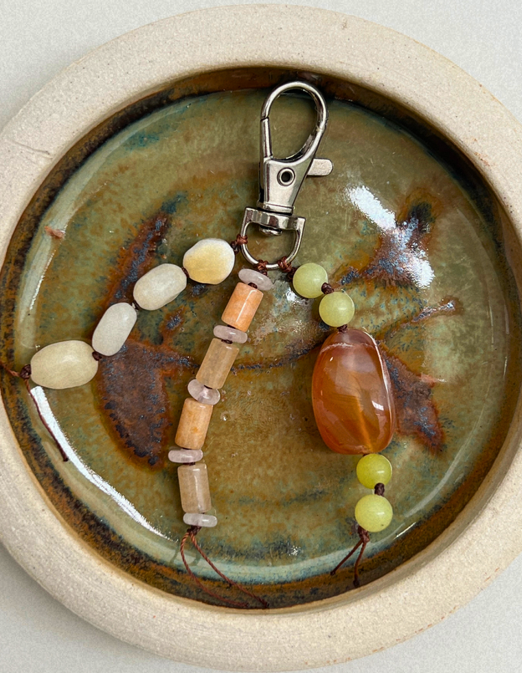 Stoned Charm - Carnelian & Olive Jade