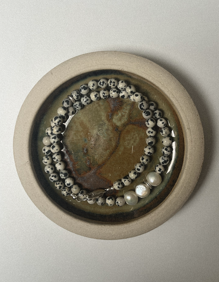 Syvra - Dalmatian Jasper & Pearl Necklace
