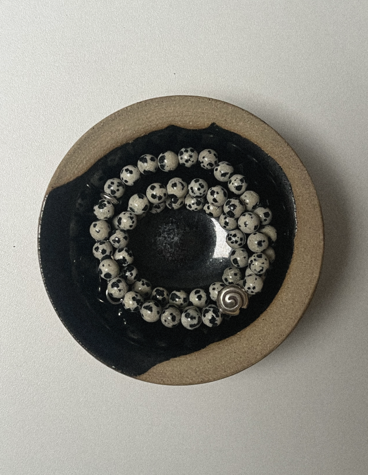 Unfurl 26 - Dalmatian Jasper Spiral Necklace