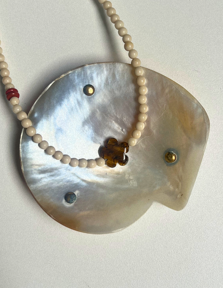 Fleur 3 - Fossilised Coral & Tiger Eye Necklace