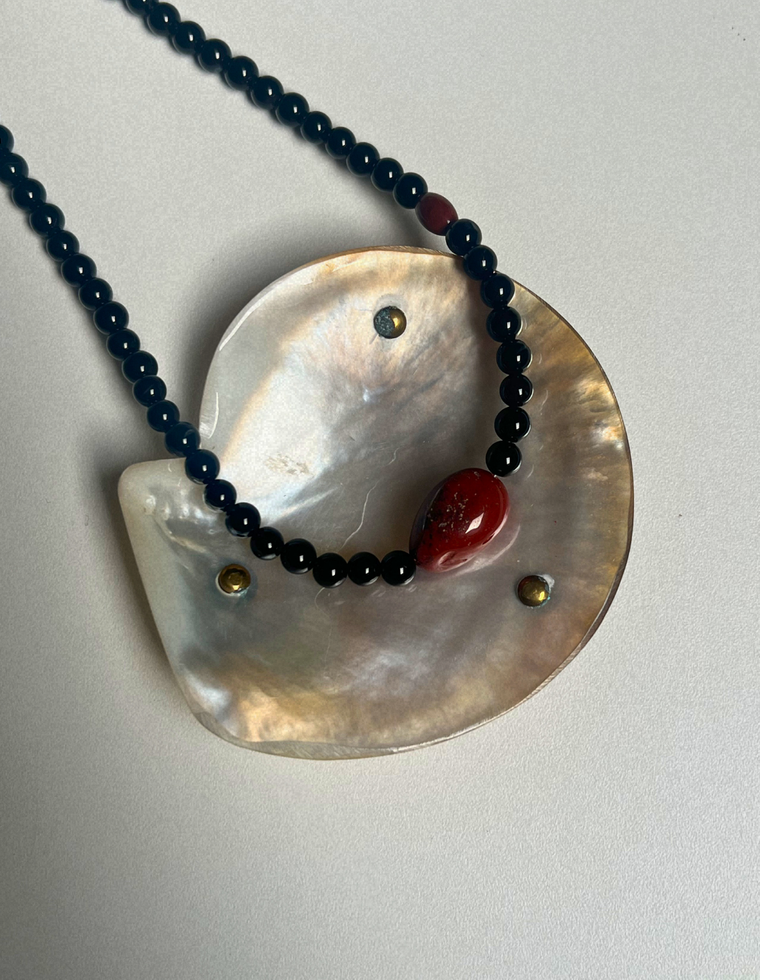 Counter 9 - Onyx & Red Jasper Necklace