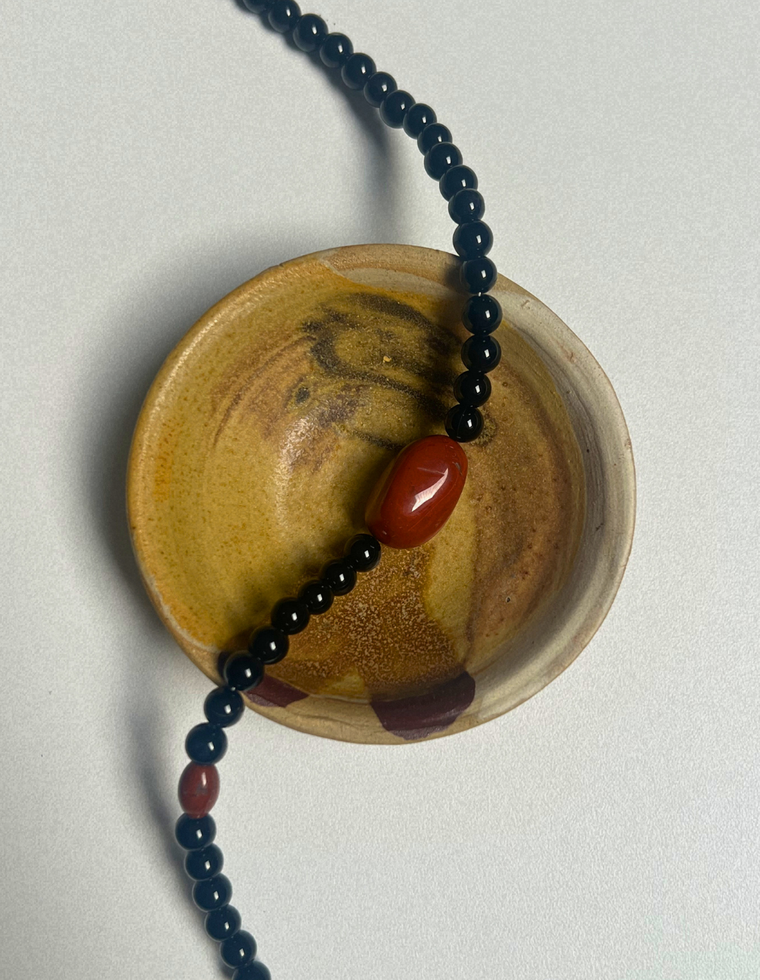 Counter 9 - Onyx & Red Jasper Necklace
