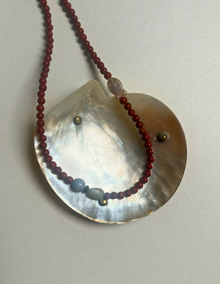 Trove 23 - Red Jasper & Pearl Necklace